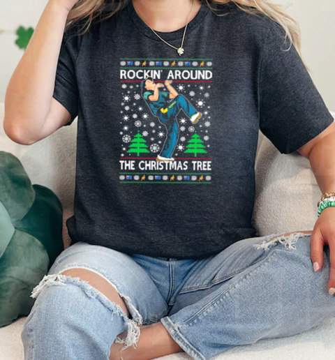 Reakdancer Raygun Rocking Around The Christmas Tree Ugly Christmas  Classic Womens T-shirt