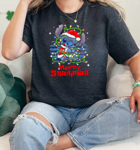 Stitch Xmas lights Merry Stitchmas Christmas  Classic Womens T-shirt