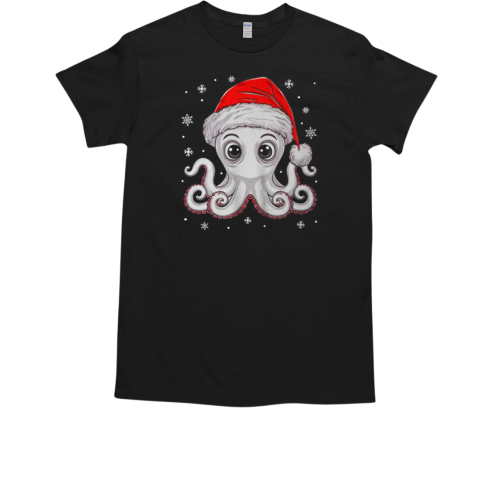 Funny Christmas Octopus Santa Hat Octopus Lovers Men Women T-Shirt