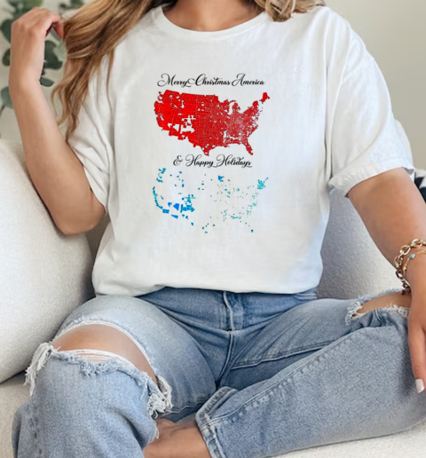 Merry Christmas America results map and happy holiday  Classic Womens T-shirt