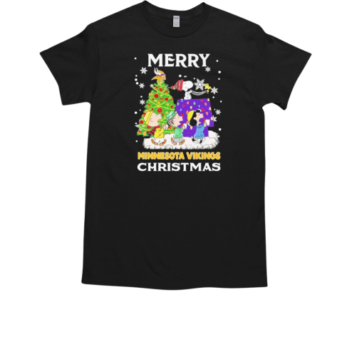 Minnesota Vikings Christmas Merry Time 2024 With Snoopy Team T-Shirt