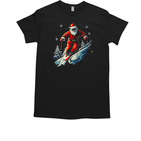 Santa Skiing Xmas Funny Christmas Skier Ski Racer Lover Men T-Shirt