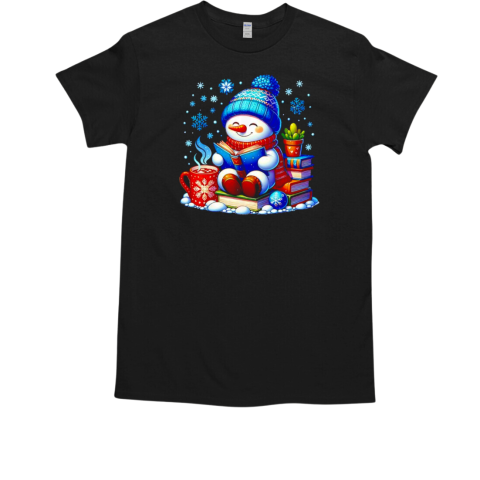 Snowman reading books Christmas T-Shirt