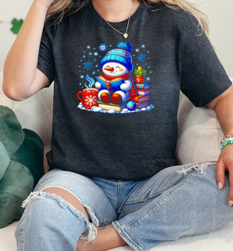 Snowman reading books Christmas  Classic Womens T-shirt