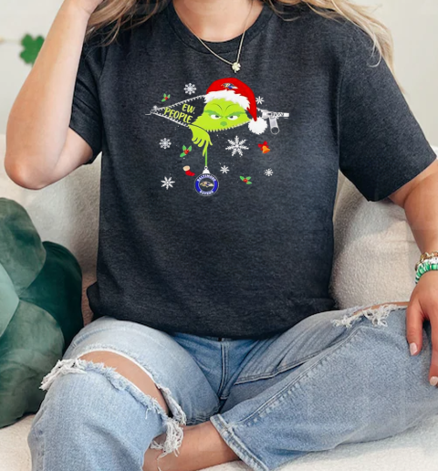 The Grinch Ew People holding Baltimore Ravens Christmas ornament  Classic Womens T-shirt