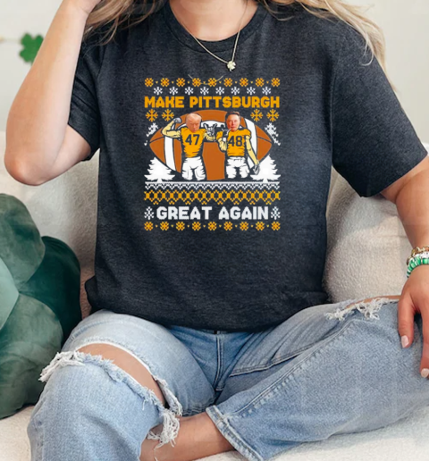 Trump And Elon Musk Make Pittsburgh Great Again Christmas  Classic Womens T-shirt