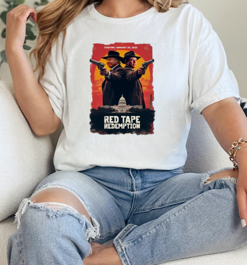 Trump Elon Musk Red tape redemption starting January 20th 2025  Classic Womens T-shirt