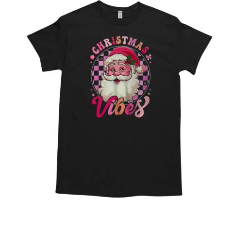 Vintage Pink Santa Claus Pink Christmas Vibes Xmas Women T-Shirt