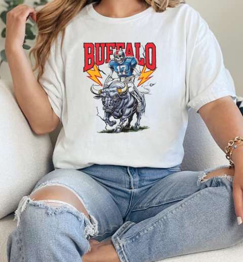 Josh Allen skeleton riding Buffalo Bills lightnings  Classic Womens T-shirt