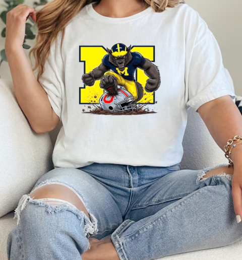 Michigan football step on Ohio State Buckeyes football helmet Xmas  Classic Womens T-shirt