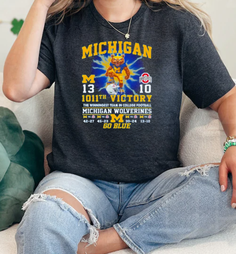 Michigan Wolverines 1011th Victory 13 10 Ohio Go Blue  Classic Womens T-shirt