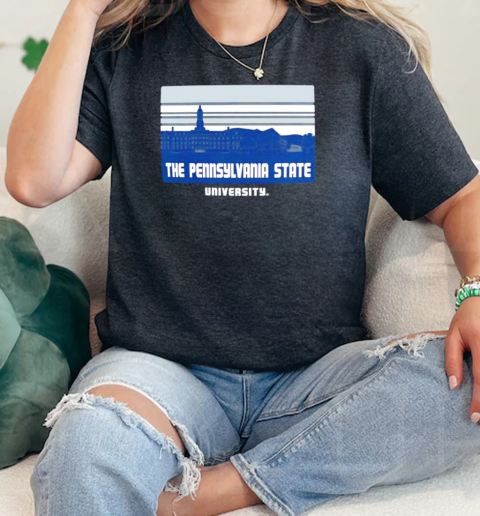 Penn State Nittany Lions The Pennsylvania State striped campus skyline  Classic Womens T-shirt