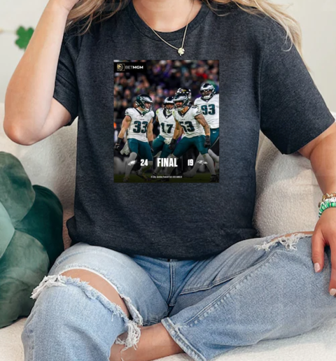 Philadelphia Eagles Win 24 19 Ravens Week 13 2024 Nfl Game Feeling Thankful Score  Classic Womens T-shirt