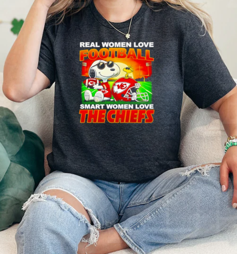 Snoopy and Woodstocks real women love football smart women love the chiefs  Classic Womens T-shirt