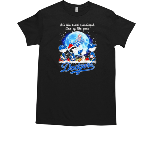 Snoopy Charlie Brown Friends It's the most wonderful time of the year Dodgers T-Shirt