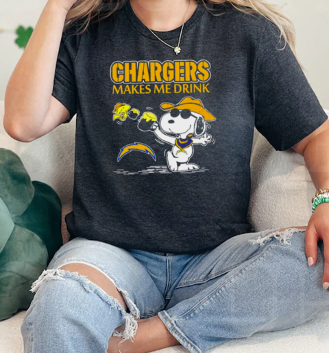 Snoopy x Woodstock Los Angeles Chargers make me drinks  Classic Womens T-shirt