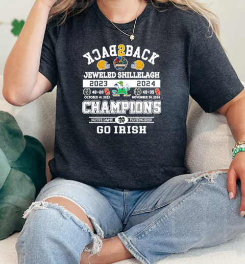 Back2Back Notre Dame Fighting Irish 2024 Jeweled Shillelagh Champions Go Irish  Classic Womens T-shirt