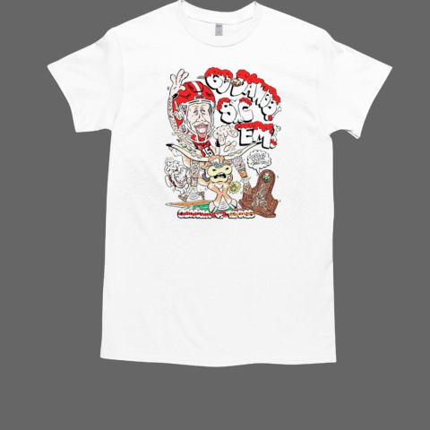 Go dawgs sic 'em Georgia Bulldogs vs Texas Longhorns caricature T-Shirt