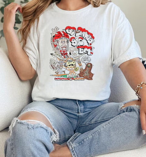 Go dawgs sic em Georgia Bulldogs vs Texas Longhorns caricature  Classic Womens T-shirt