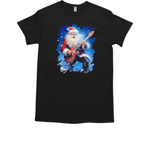 Rock Santa Playing Electric Guitar Christmas Xmas T-Shirt