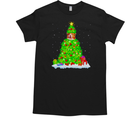 Santa Australian Shepherd Dog Christmas tree T-Shirt