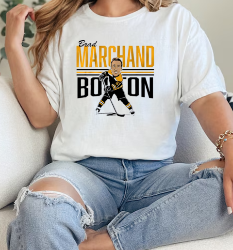 Brad Marchand Boston Bruins stripes cartoon  Classic Womens T-shirt