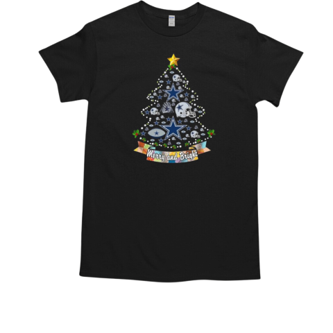 Dallas Cowboys logo helmet Tree Merry and Bright Christmas T-Shirt