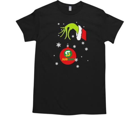 Grinch Hand holding Ornament Subway Snowflake Christmas T-Shirt