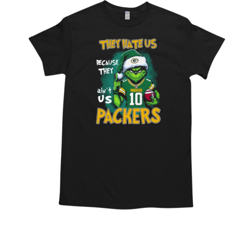 Jordan Love Santa Grinch They Hate Us Green Bay Packers Christmas T-Shirt