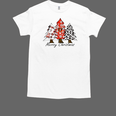 Merry Christmas Cincinnati Bengals football Christmas tree T-Shirt