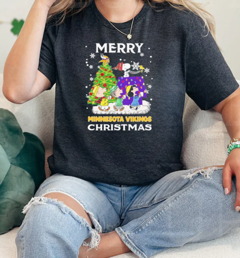 The Peanuts Characters Abbey Road Minnesota Vikings Merry Christmas 2024  Classic Womens T-shirt