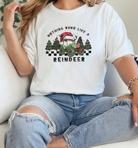 Truck Reindeer Nothing Runs Like A Reindeer Retro Christmas 2024  Classic Womens T-shirt