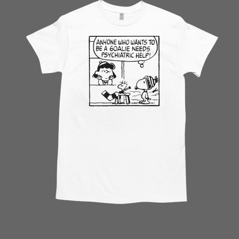 Peanuts x USA Hockey Woodstock goalie needs psychiatric help T-Shirt