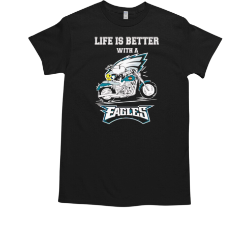 Snoopy riding motorcycle life is better with a Philadelphia Eagles T-Shirt