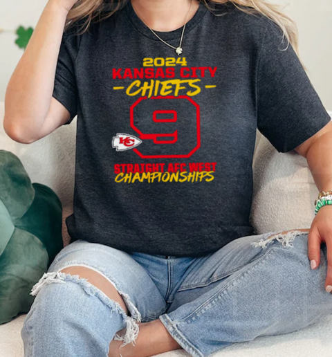 Kansas City Chiefs 9 Straight AFC West Division Championship  Classic Womens T-shirt