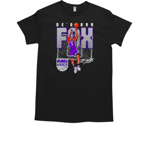 De'Aaron Fox Sacramento Kings Basketball shattered signature T-Shirt