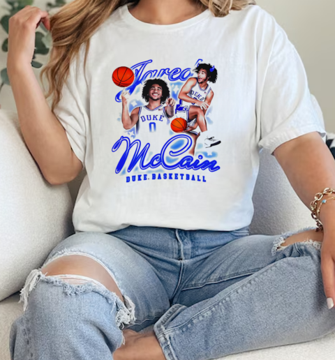 Duke Blue Devils White Jared McCain Swirl Player  Classic Womens T-shirt