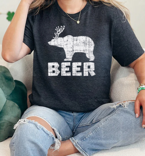 Bear Deer Beer Funny Drinking Hunting Camping Dad Uncle Gift Tank Top  Classic Womens T-shirt