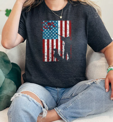 Duck Hunting Distressed Patriotic Gift American Usa Flag  Classic Womens T-shirt