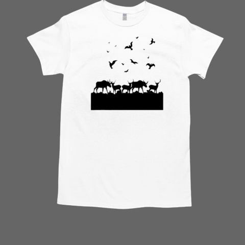 Hunted Animals Silhouette Cool Hunting Hobbies Hunter Gift T-Shirt