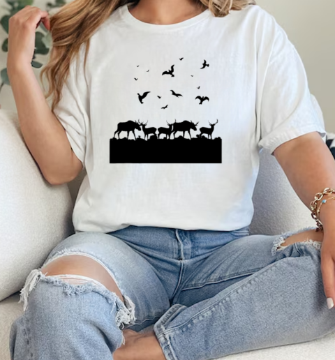 Hunted Animals Silhouette Cool Hunting Hobbies Hunter Gift  Classic Womens T-shirt