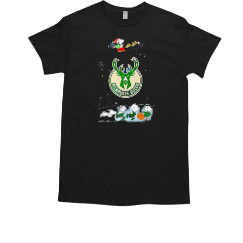 Milwaukee Bucks Snoopy Basketball Playtime Christmas Night T-Shirt