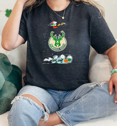 Milwaukee Bucks Snoopy Basketball Playtime Christmas Night  Classic Womens T-shirt