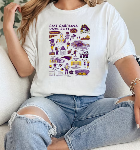 ECU Pirates Vive La Fete Impressions Artwork  Classic Womens T-shirt