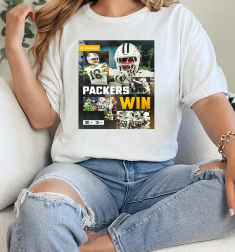 Green Bay Packers Win Seattle Seahawks 30 13 Final Score Pack Place Market  Classic Womens T-shirt