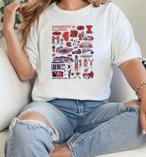 Illinois Fighting Illini Vive La Fete Impressions Artwork  Classic Womens T-shirt