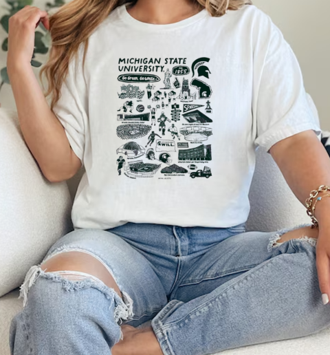 Michigan State Spartans Vive La Fete Impressions Artwork  Classic Womens T-shirt