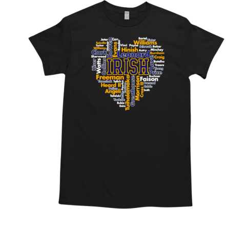 Notre Dame Fighting Irish football heart player names T-Shirt