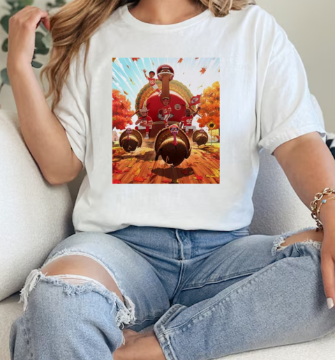 KC Chiefs gang riding turkey wagon Thanksgiving  Classic Womens T-shirt