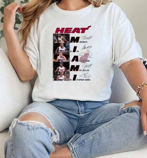 Miami Heat Basketball Name Players Team Signatures  Classic Womens T-shirt